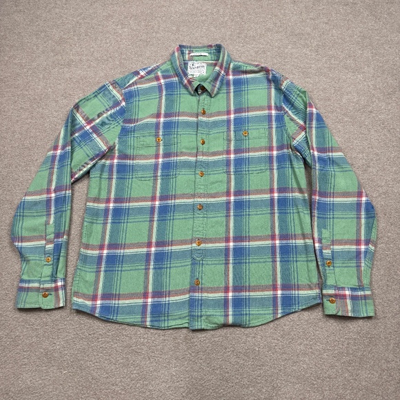 Lucky Brand Button Down Shirt Men's Size L Green Long Sleeve Plaid - Picture 1 of 8